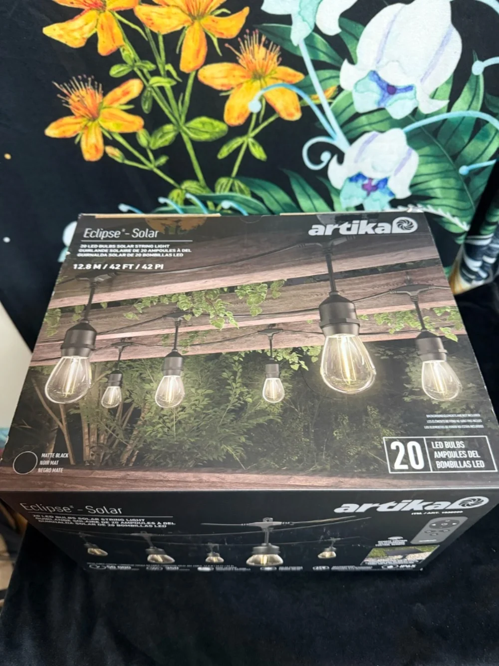Artika Eclipse Solar Outdoor String Lantern Lights - Black